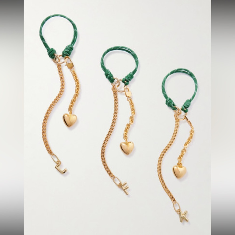 MARTHA CALVO B initial keychain / bag charm / gold green